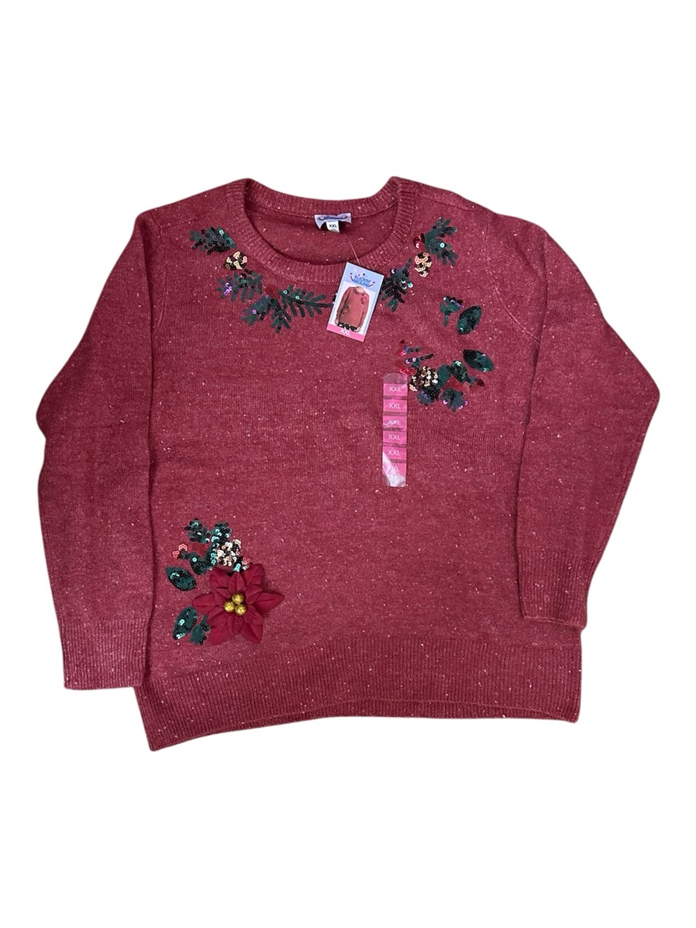 Rockin Around Pink Sequin Holiday Sweater Size XXL